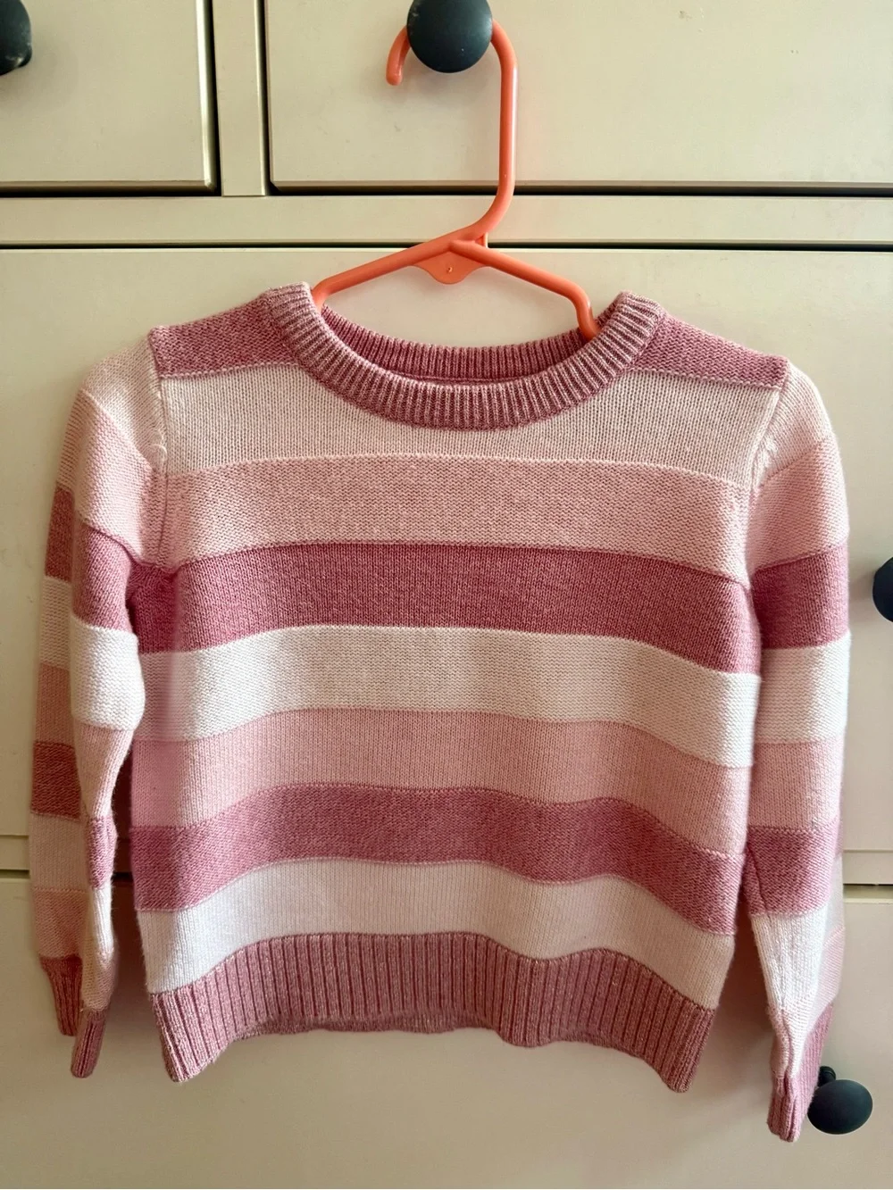 GAP Pink & Sparkles Striped Crewneck Sweater